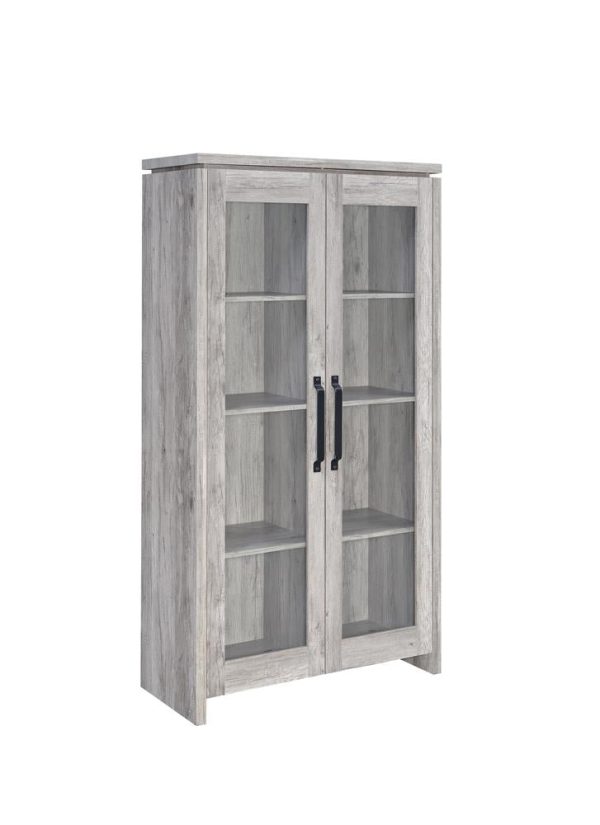 Alejo Gray Driftwood 2-Door Tall Cabinet Discount