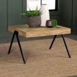 Avery Natural Black Rectangular Coffee Table with Metal Legs Fashion