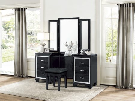 Allura Black Vanity Dresser with Mirror Online