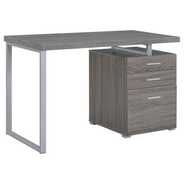 Brennan Weathered Gray 3-Drawer Office Desk Fashion