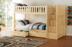 Bartly Pine Twin Twin Step Bunk Bed with Storage Boxes Sale