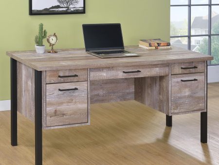 Samson Weathered Oak 4-Drawer Office Desk Supply