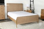 Arini Upholstered Queen Panel Bed Sand Wash Natural Cane Hot on Sale