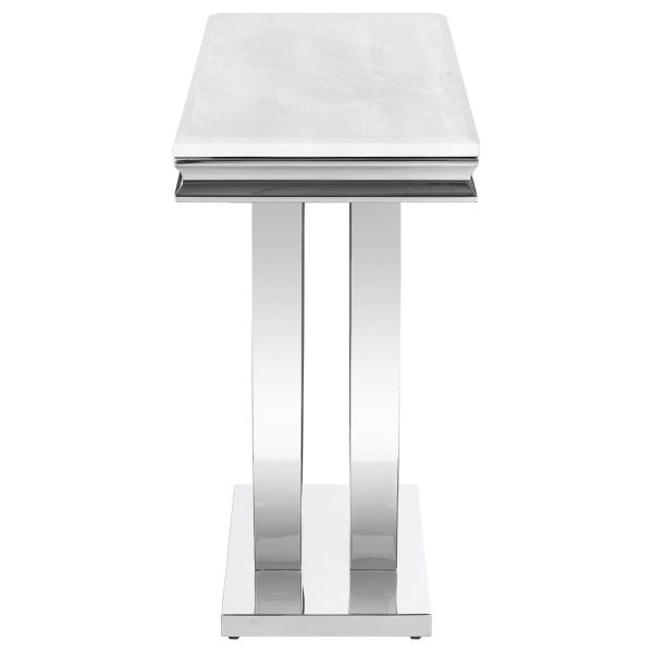 Adabella U-Base Rectangle Sofa Table White Chrome Sale