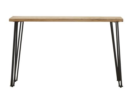 Zander Sofa Table with Hairpin Leg Natural Matte Black Discount