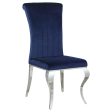 Betty Ink Blue Chrome Upholstered Side Chairs, Set of 4 Online