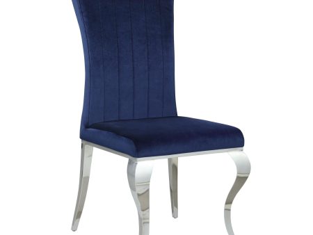 Betty Ink Blue Chrome Upholstered Side Chairs, Set of 4 Online