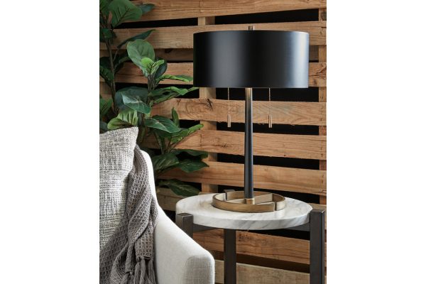 Amadell Black Gold Finish Table Lamp For Discount